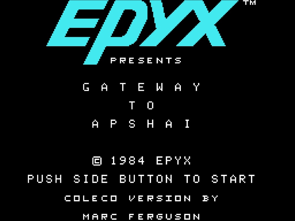 Title Screen of Gateway to Apshai for Colecovision